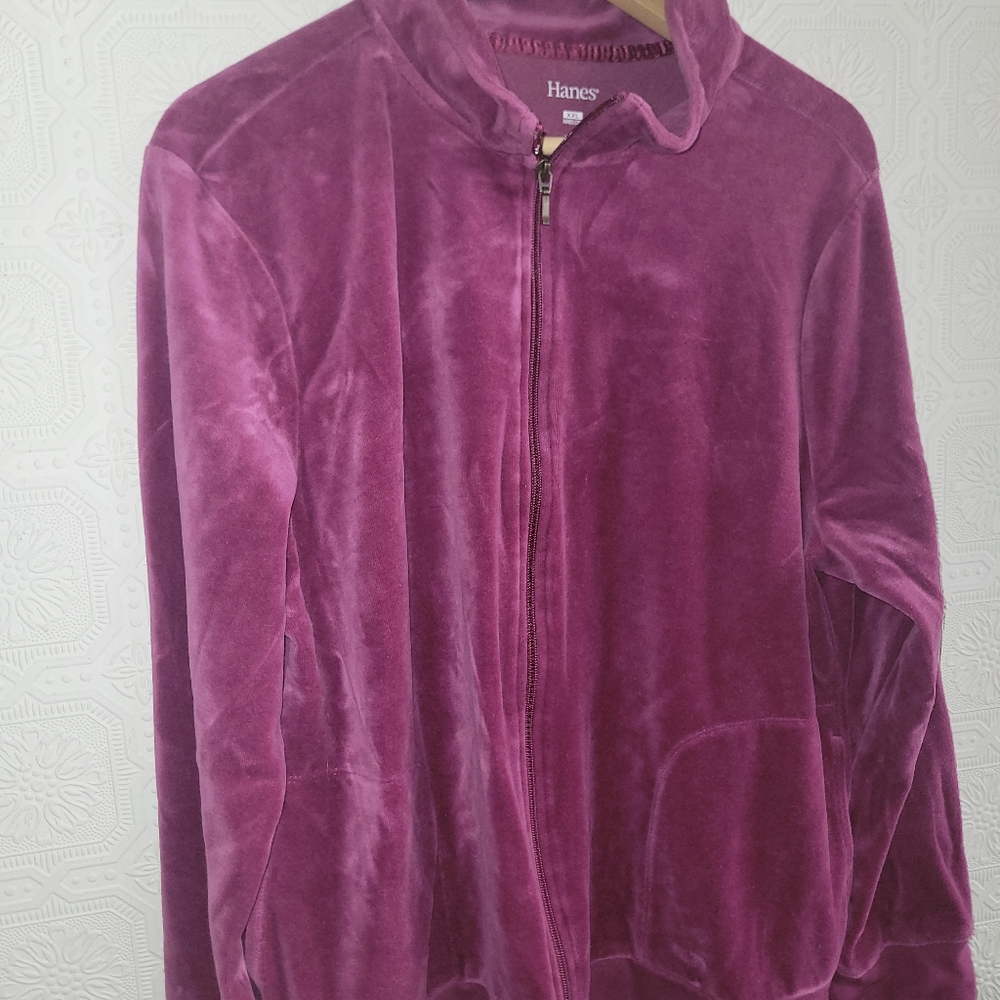 Womens Plus size XXL Hanes Velour Jacket